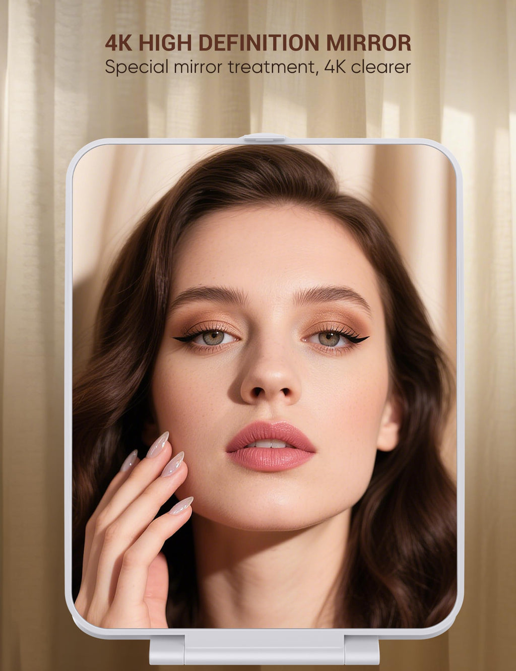 klarh Travel Makeup Mirror with 1X/10X Magnification – Portable Folding Vanity (Pearl White)