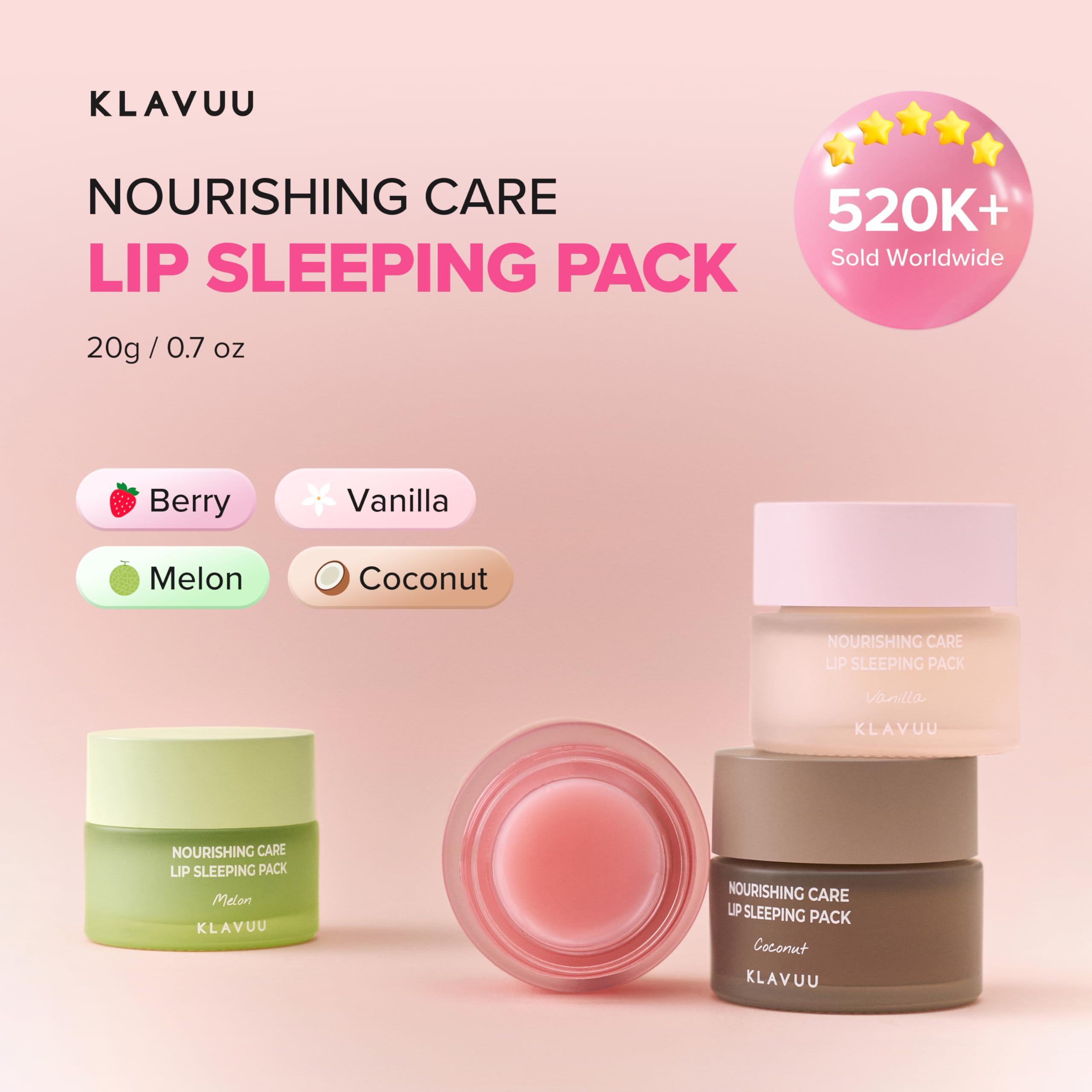 Klavuu Lip Mask Sleeping Pack (0.7oz) – Overnight Hydration & Gentle Exfoliation
