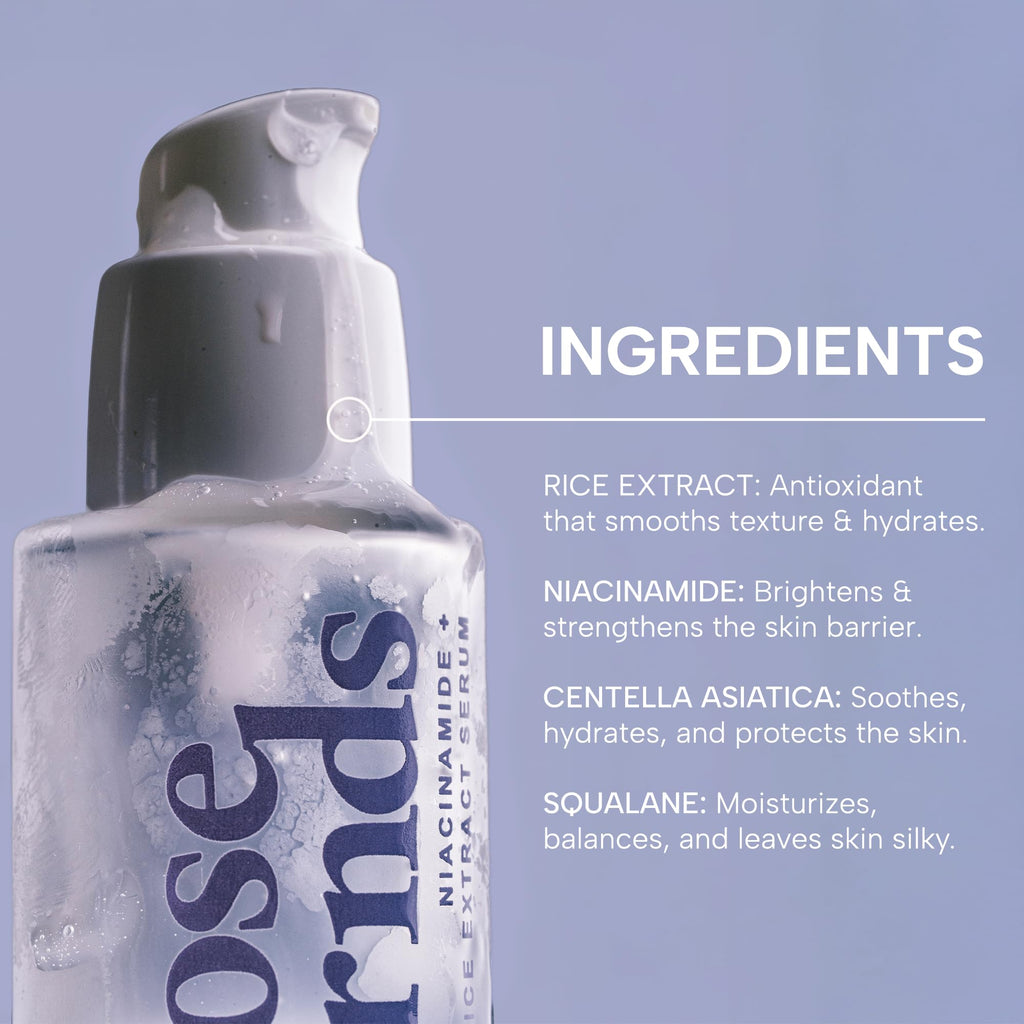 KLOSE FRNDS Niacinamide & Rice Extract Facial Serum – Hydrating Glow with Hyaluronic Acid, Centella & Licorice | 1 fl oz