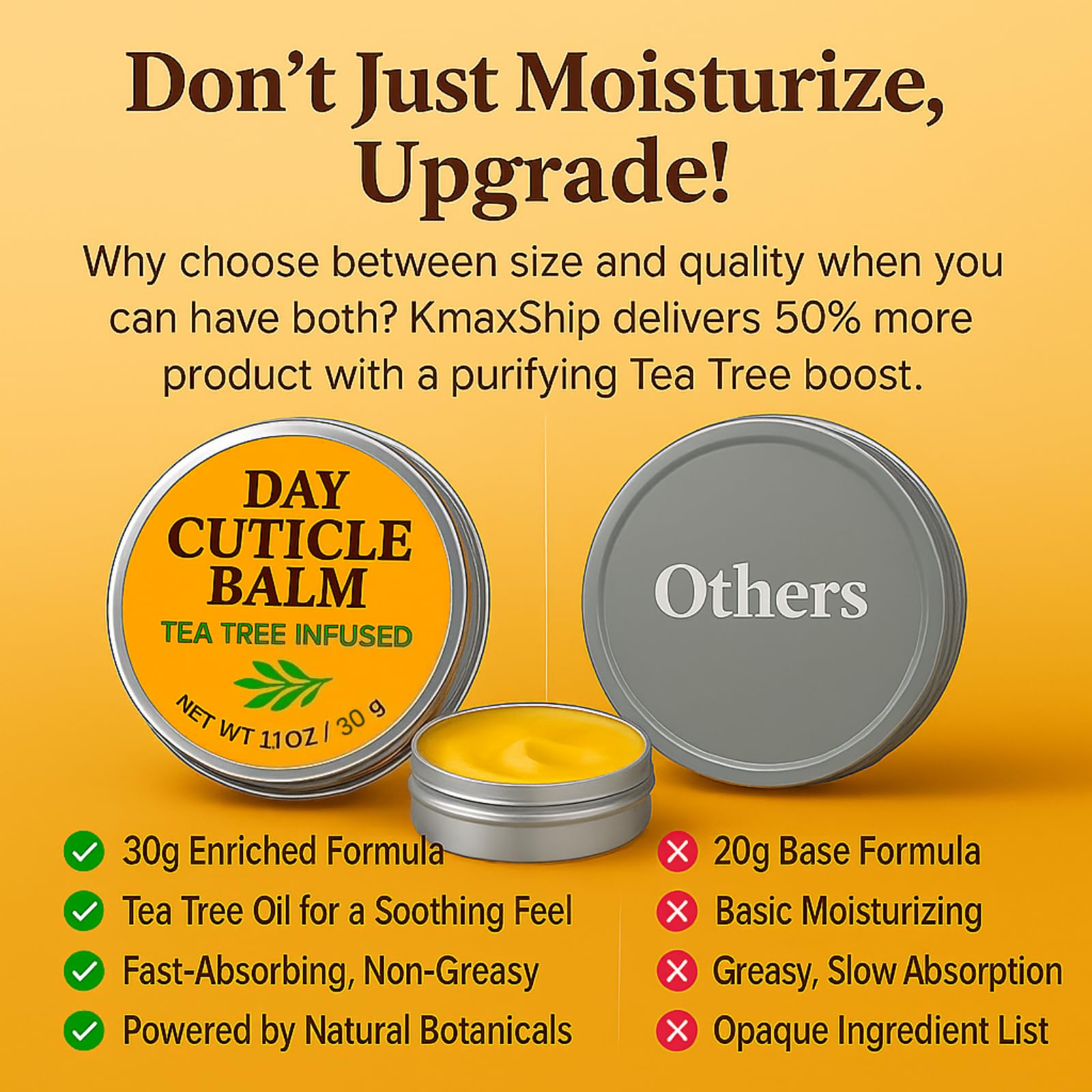 KmaxShip Tea Tree Oil Nail & Cuticle Balm – 1.1 oz Cuticle Cream & Moisturizer