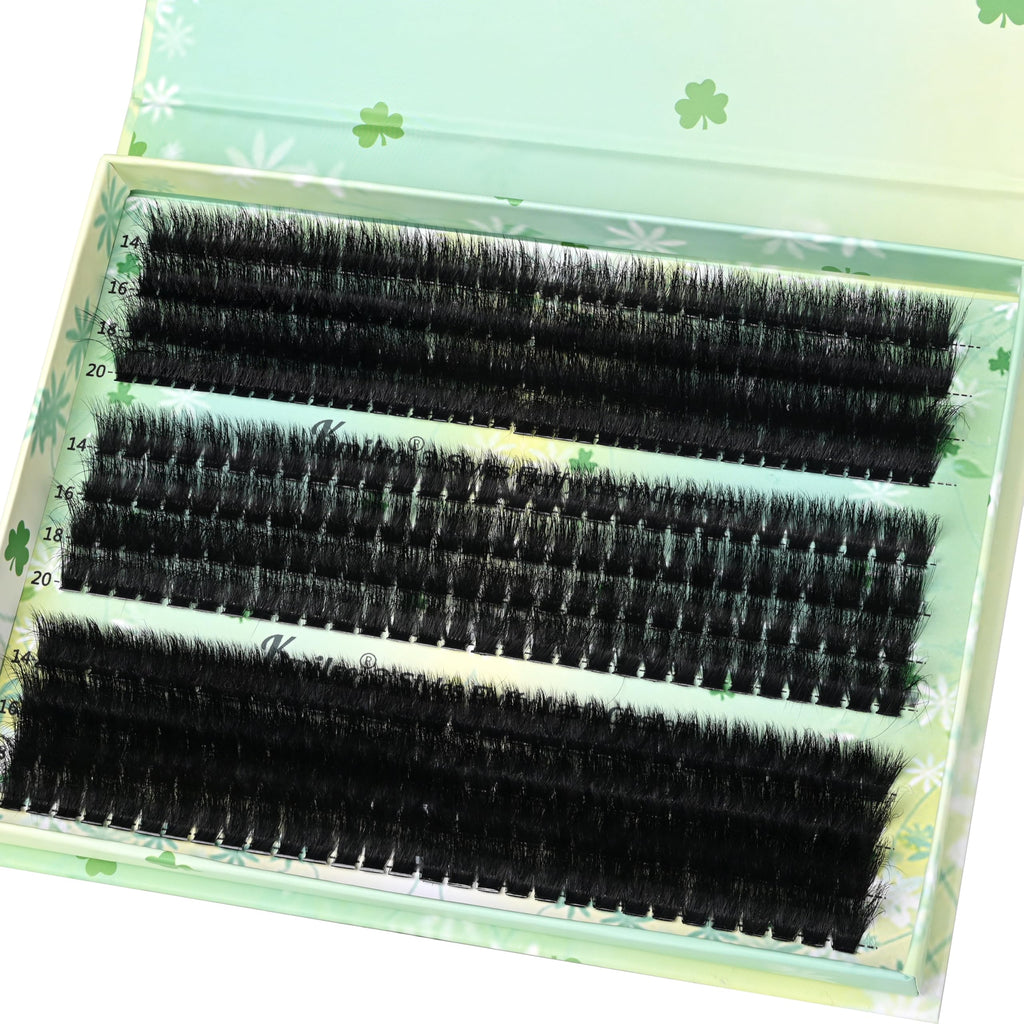 Kmilro Thick Lash Clusters 14-20mm, 480pcs DIY Eyelash Extensions (200D+240D+300D)