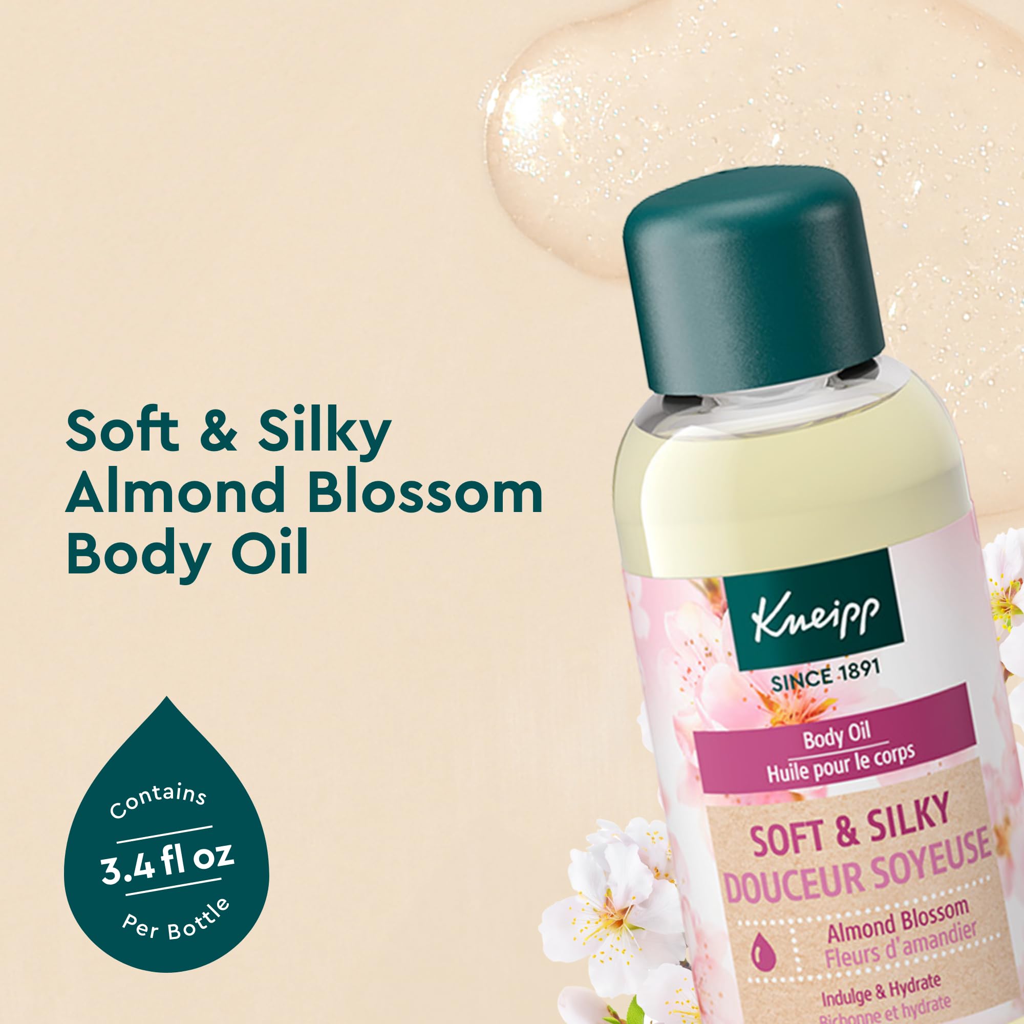 Kneipp Body Oil Soft Skin Almond Blossom – 3.38 fl oz | Quick-Absorbing Hydration