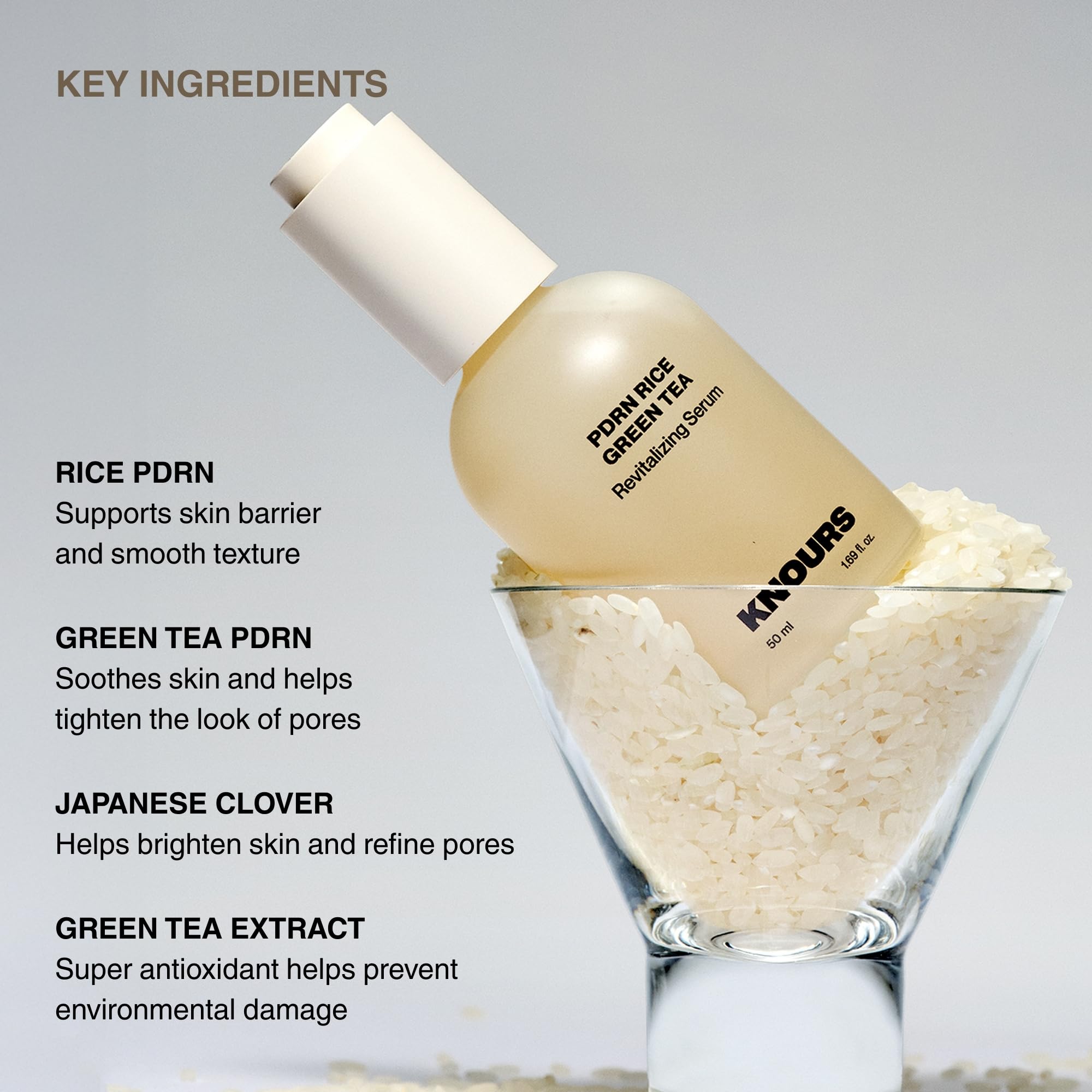 Knours PDRN Rice & Green Tea Revitalizing Serum | Hydration, Glow & Clarity 50ml