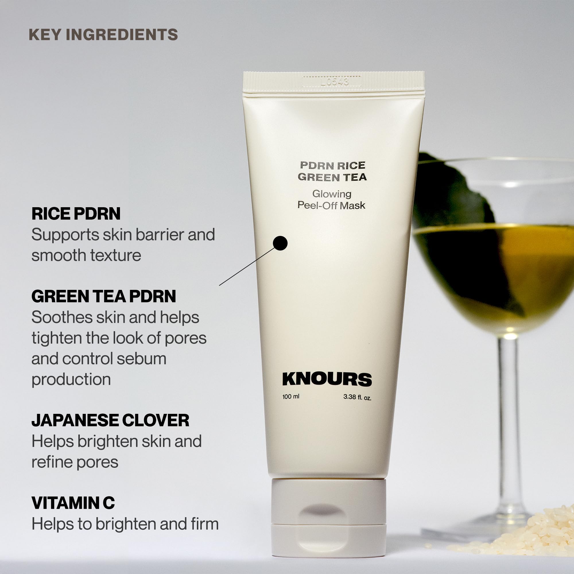 Knours PDRN Rice & Green Tea Glowing Peel Off Mask – Hydration, Brightening, Glass-Like Skin (100ml)