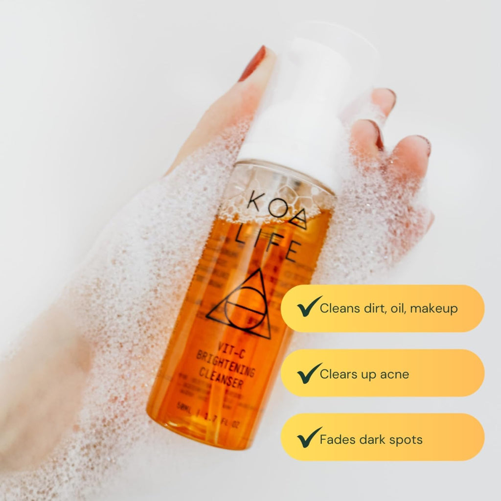 KOA LIFE Vit-C Brightening Facial Cleanser XL | Vitamin C Foam Cleanser (Vegan)