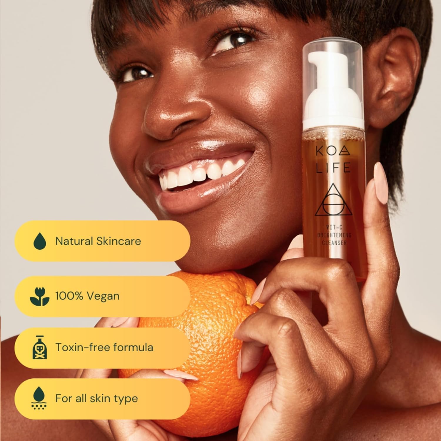 KOA LIFE Vit-C Brightening Facial Cleanser XL | Vitamin C Foam Cleanser (Vegan)