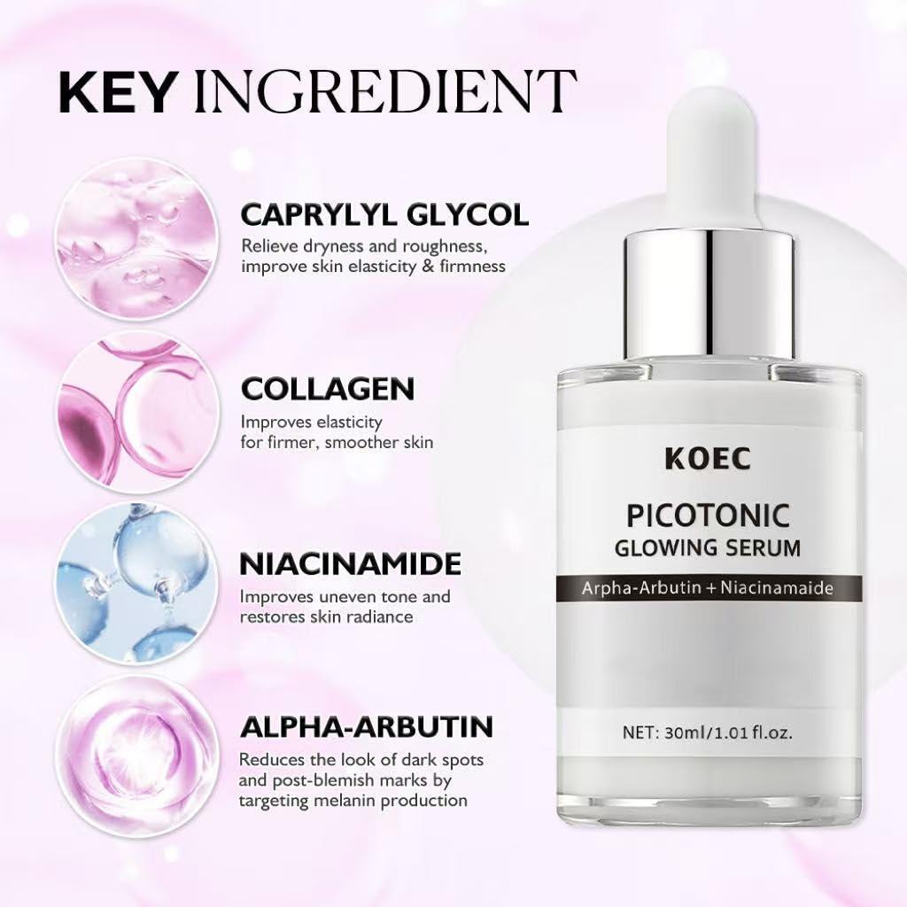 KOEC Pink Toning Skin Booster – Pink Spicule Serum + Picotonic Glowing Ampoule Duo