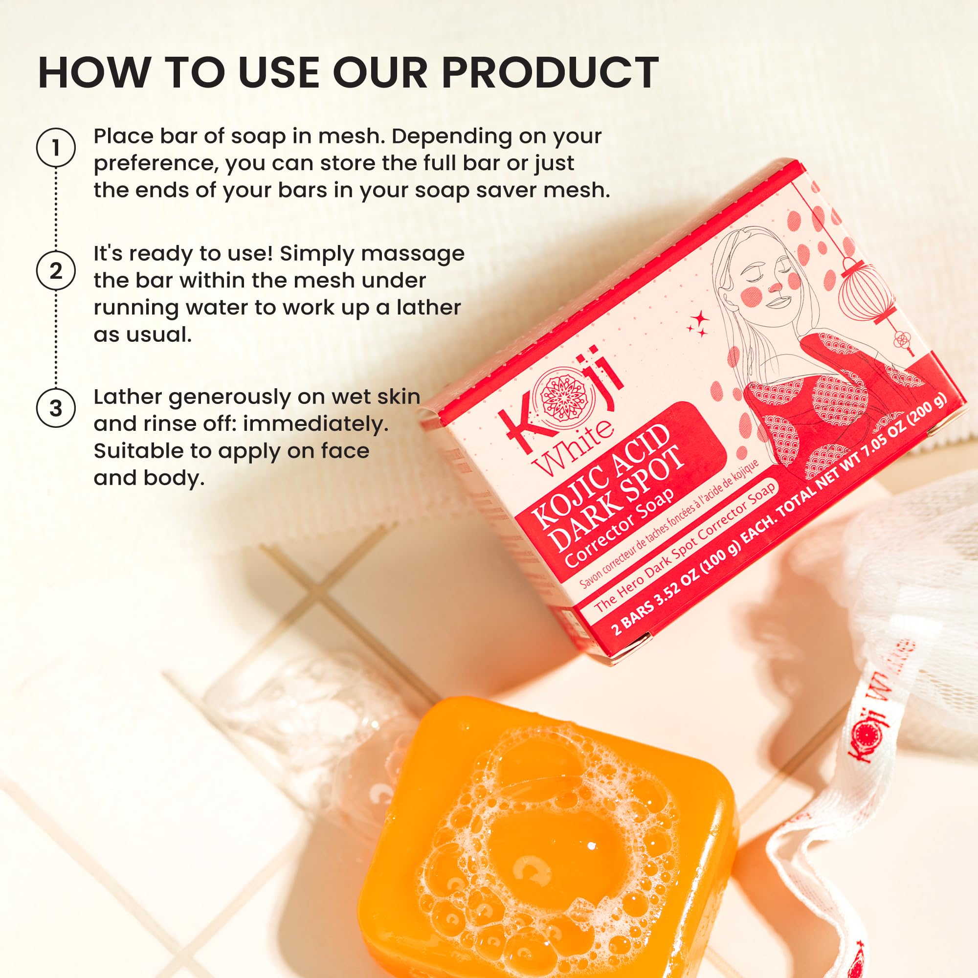 Koji White 4% Kojic Acid Dark Spot Corrector Soap – Vitamin C & Licorice Bar