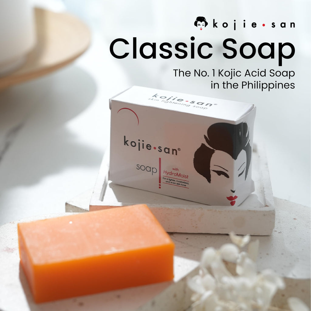 KOJIE SAN Face & Body Soap (6 Bars) + Relumins Deep Pore Brush – Kojic Acid Brightening Set