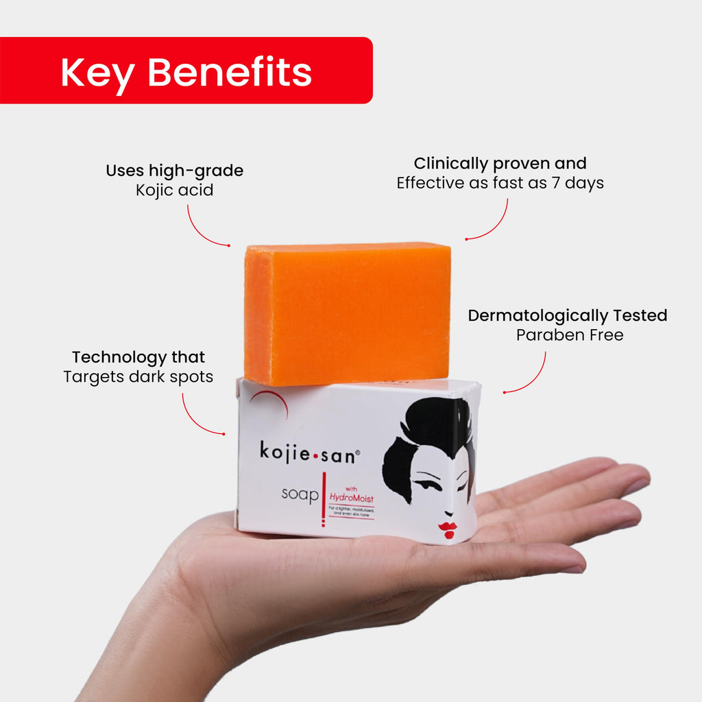 KOJIE SAN Face & Body Soap (6 Bars) + Relumins Deep Pore Brush – Kojic Acid Brightening Set