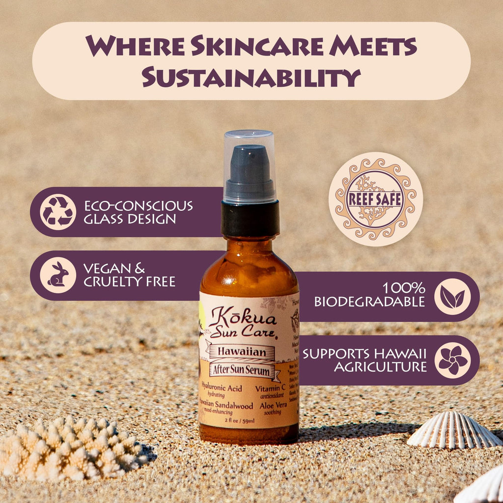 Kokua Sun Care After Sun Serum – Aloe Vera, Hyaluronic Acid & Vitamin C | 2oz Travel Size