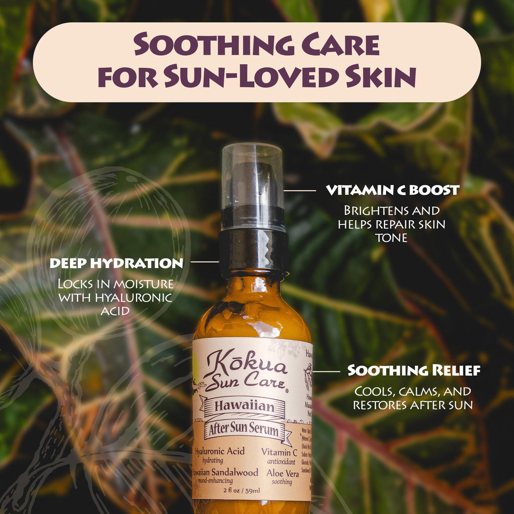 Kokua Sun Care After Sun Serum – Aloe Vera, Hyaluronic Acid & Vitamin C | 2oz Travel Size
