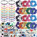 Kolewo4ever Soccer Party Supplies Set – 20 Satin Scrunchies, 20 Adjustable Bracelets, 20 Soccer Ball Keychains, 100 Stickers
