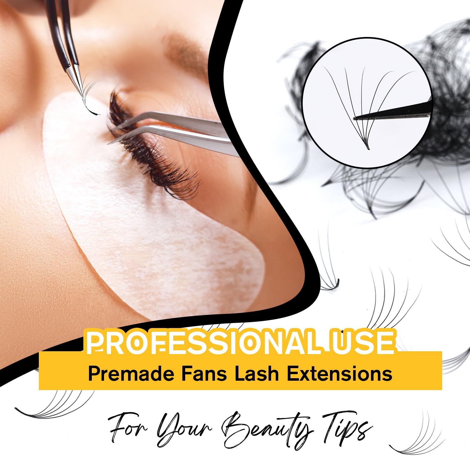 Kolybel 500 Premade Lash Fans – 24D 0.03, D Curl, 12mm | Volume Premade Extensions