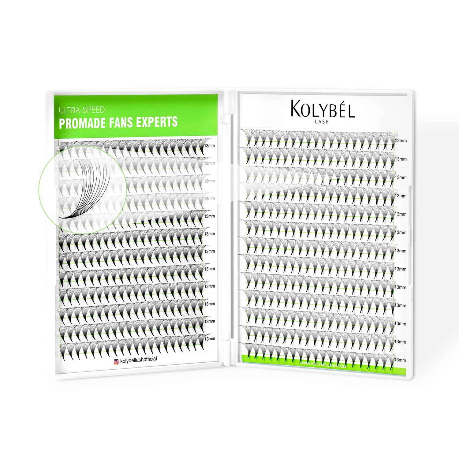 Kolybel 500 Premade Lash Fans – 10D 0.05 D Curl, 8-15mm Mixed Length