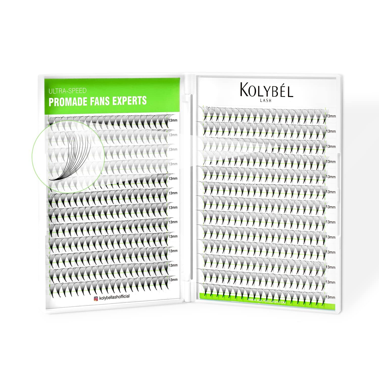 Kolybel 500 Premade Lash Fans – 10D, 10mm, 0.03D Curl
