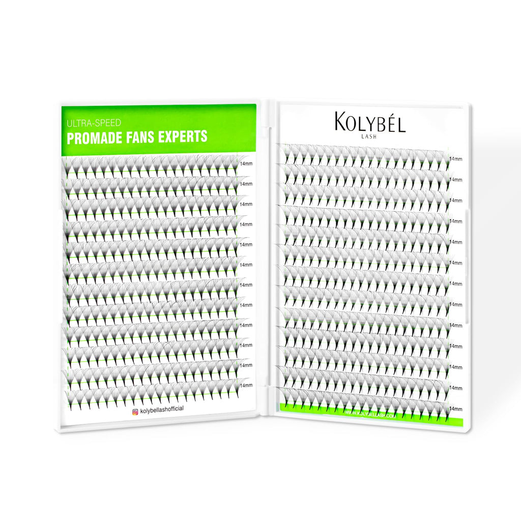 Kolybel 500 Premade Lash Fans 8-15mm | 16D 0.05 C-Curl | Pointed Thin Base Handmade Volume Fans