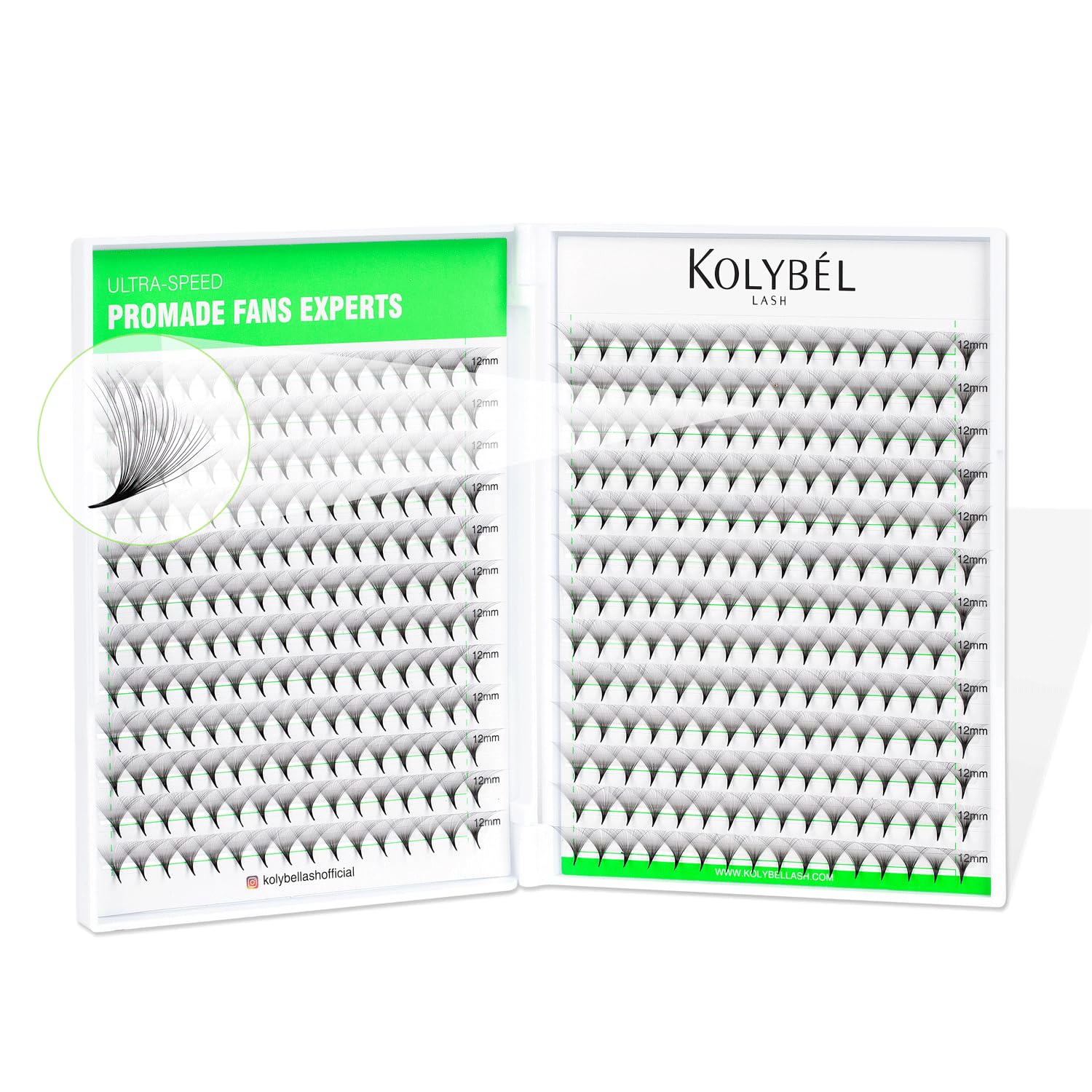 Kolybel 400 Premade Fans Lash Extensions | 30D D Curl 8-15mm Mixed Length