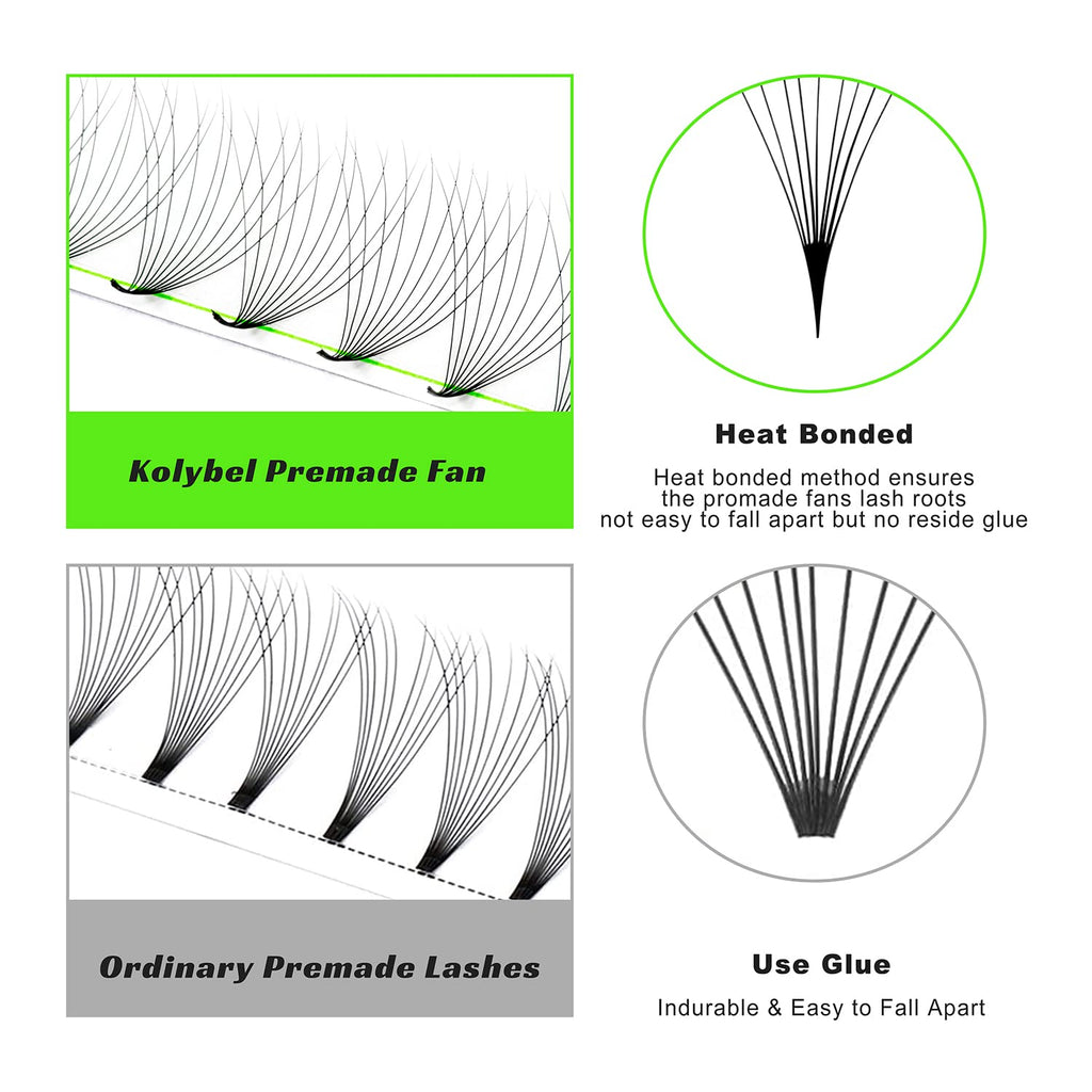Kolybel 500 Premade Lash Fans – 10D 0.05 D Curl, 8-15mm Mixed Length