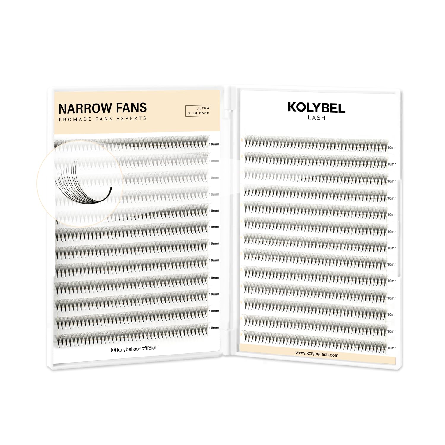 Kolybel 1000 Premade Lash Fans — 10D Narrow Promade, 15mm, 0.05D, Handmade Volume Extensions