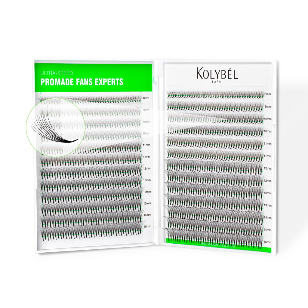 Kolybel Premade Lash Fans 16D Narrow Base, 0.05C, 8-15mm | Mixed Length Volume Fans