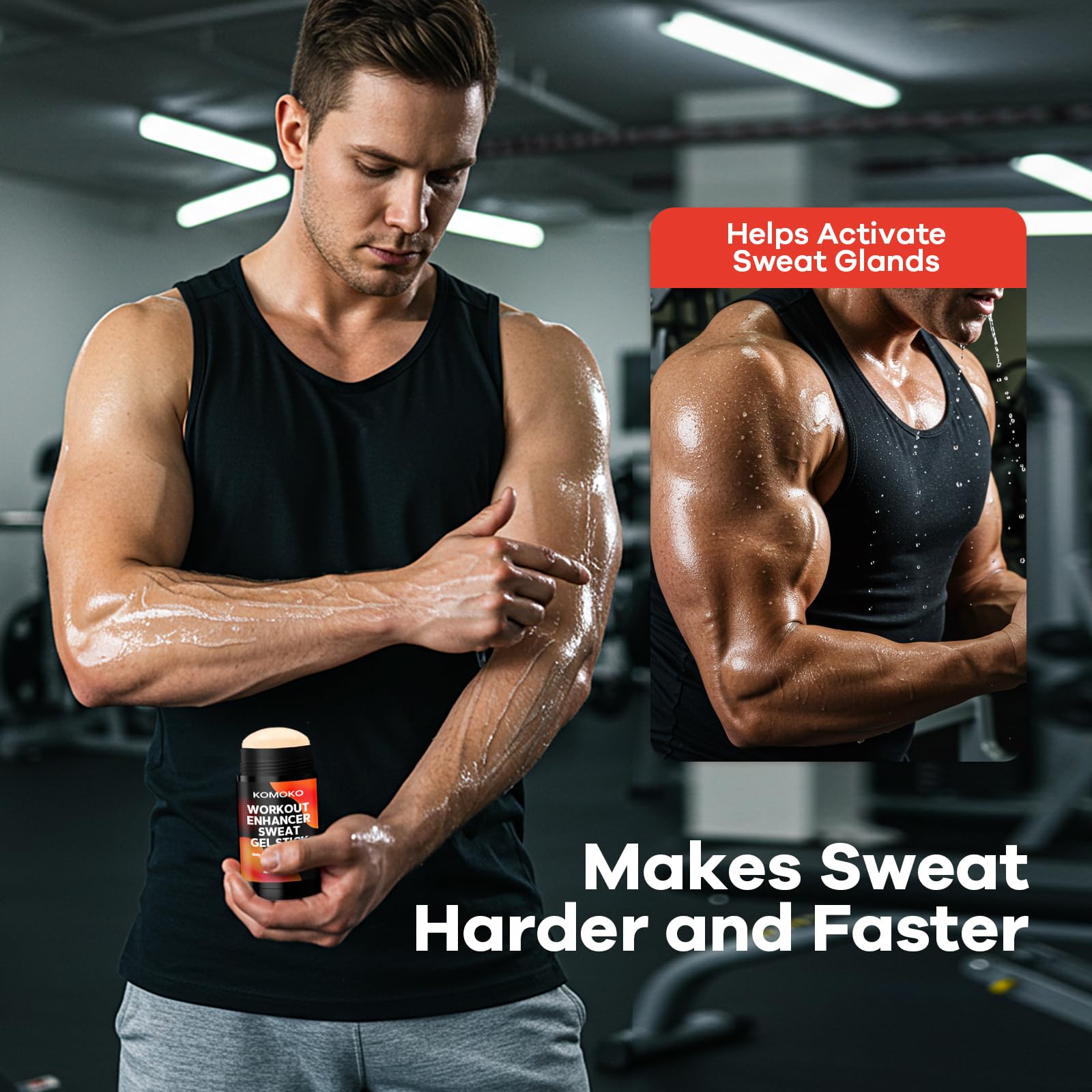 Komoko Fat Burning Sweat Gel Stick – Pre-Workout Sweat Enhancer (3.5 oz)