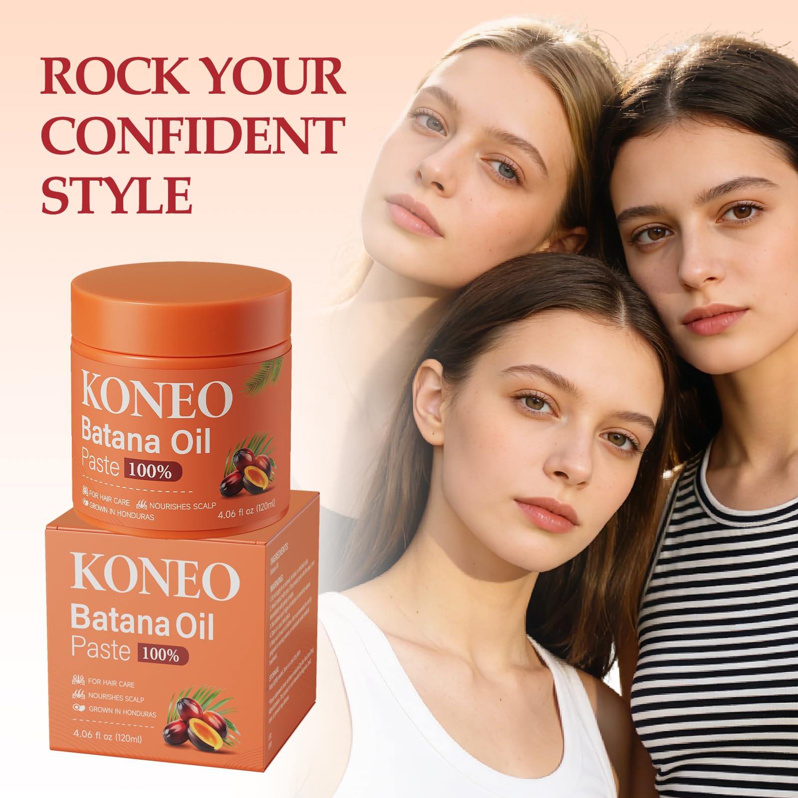 KONEO Hair Growth Cream with 100% Pure Batana Oil – All Hair Types, 4.06 oz