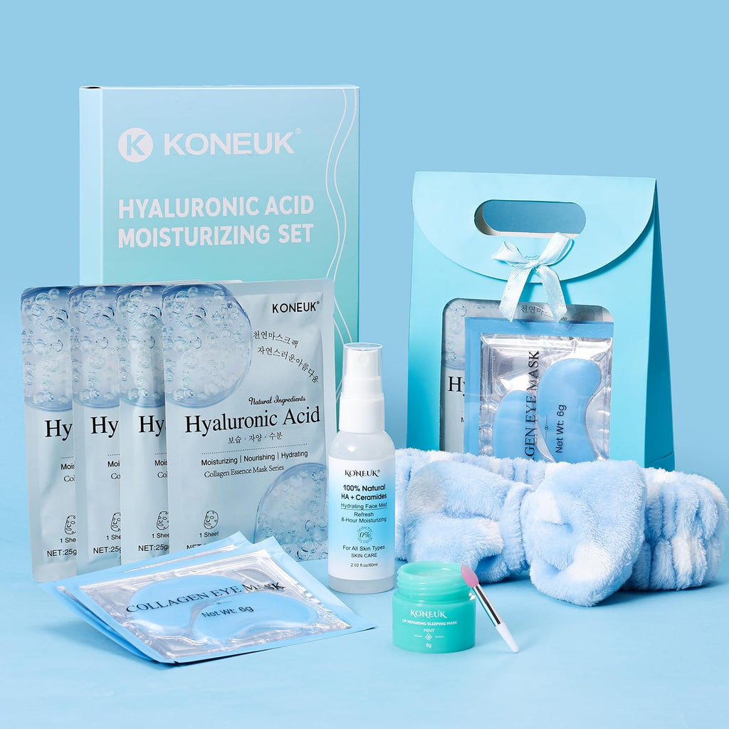 KONEUK 15-Pack Skincare Set – Masks, Eye Patches, Mist & Lip Mask