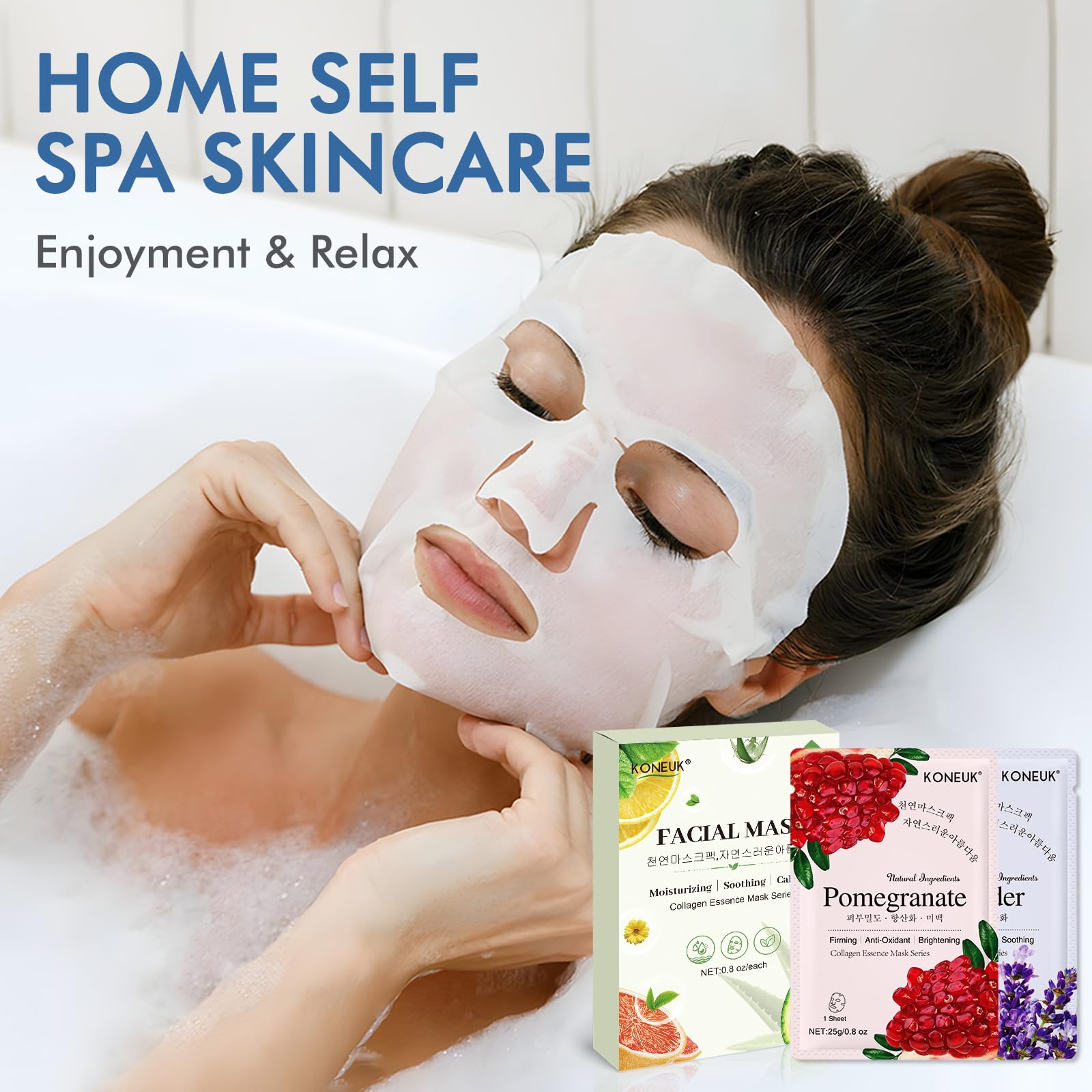 KONEUK 24 Pack Sheet Masks | Hydrating Collagen Essence for All Skin Types