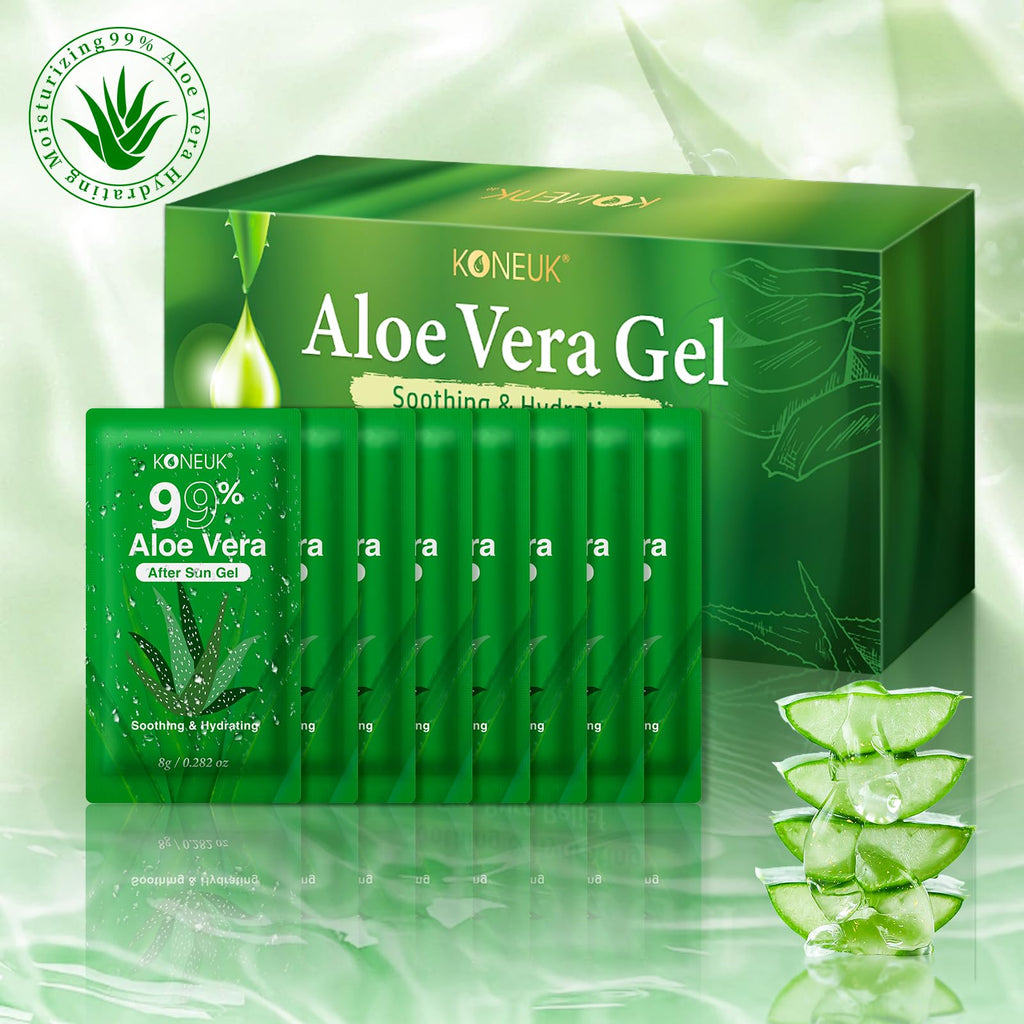 KONEUK 100 Pack Bulk Aloe Vera Gel – 99% Pure, Travel-Size for Face, Hair & Skin