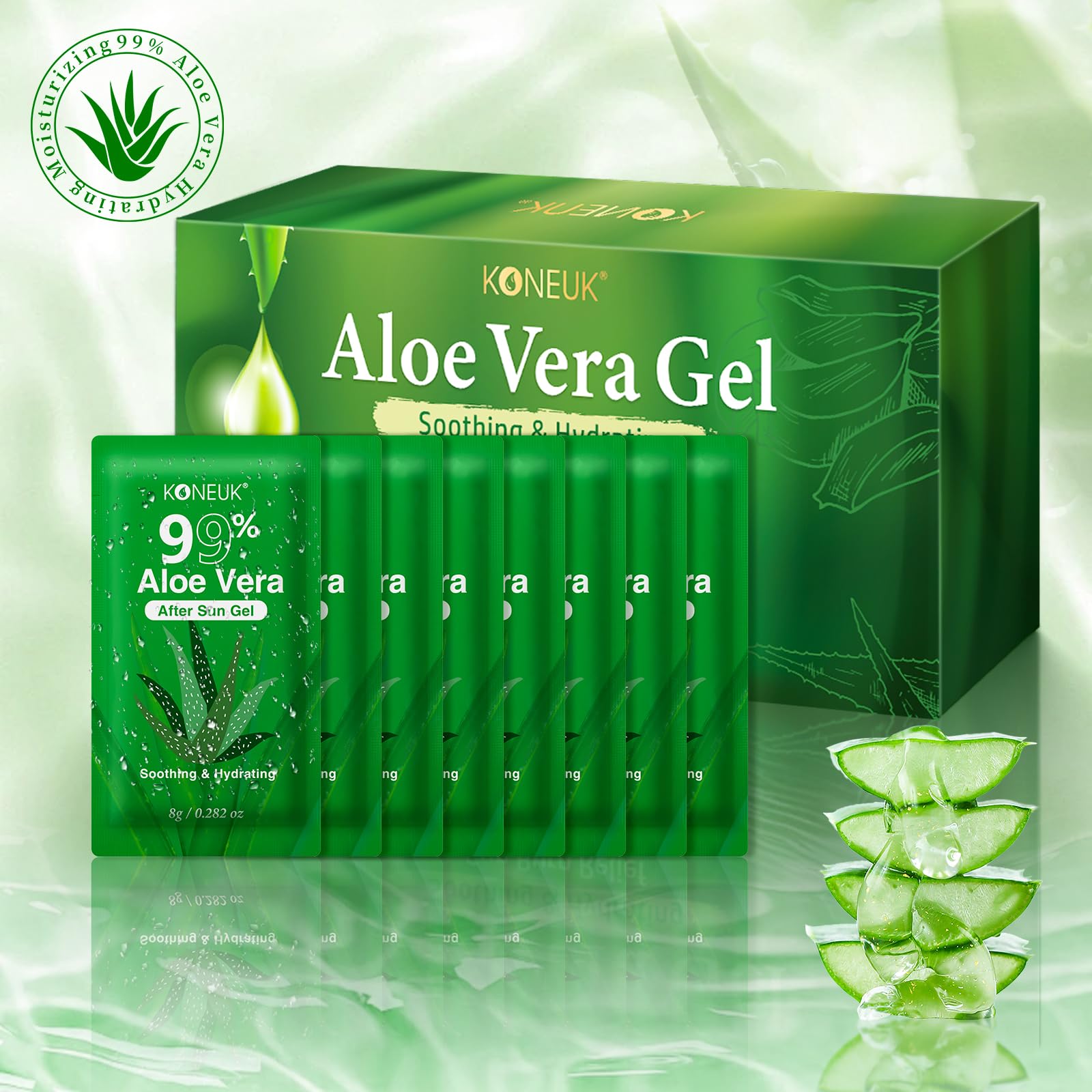 KONEUK 100 Pack Bulk Aloe Vera Gel – 99% Pure, Travel-Size for Face, Hair & Skin