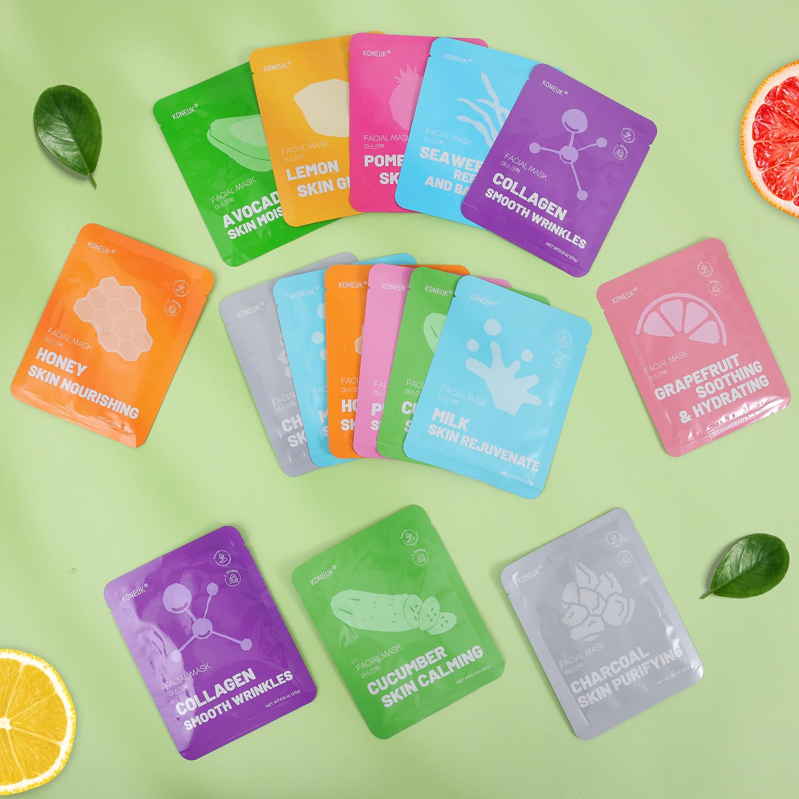KONEUK 48-Pack Collagen Hydrating Face Masks for All Skin Types