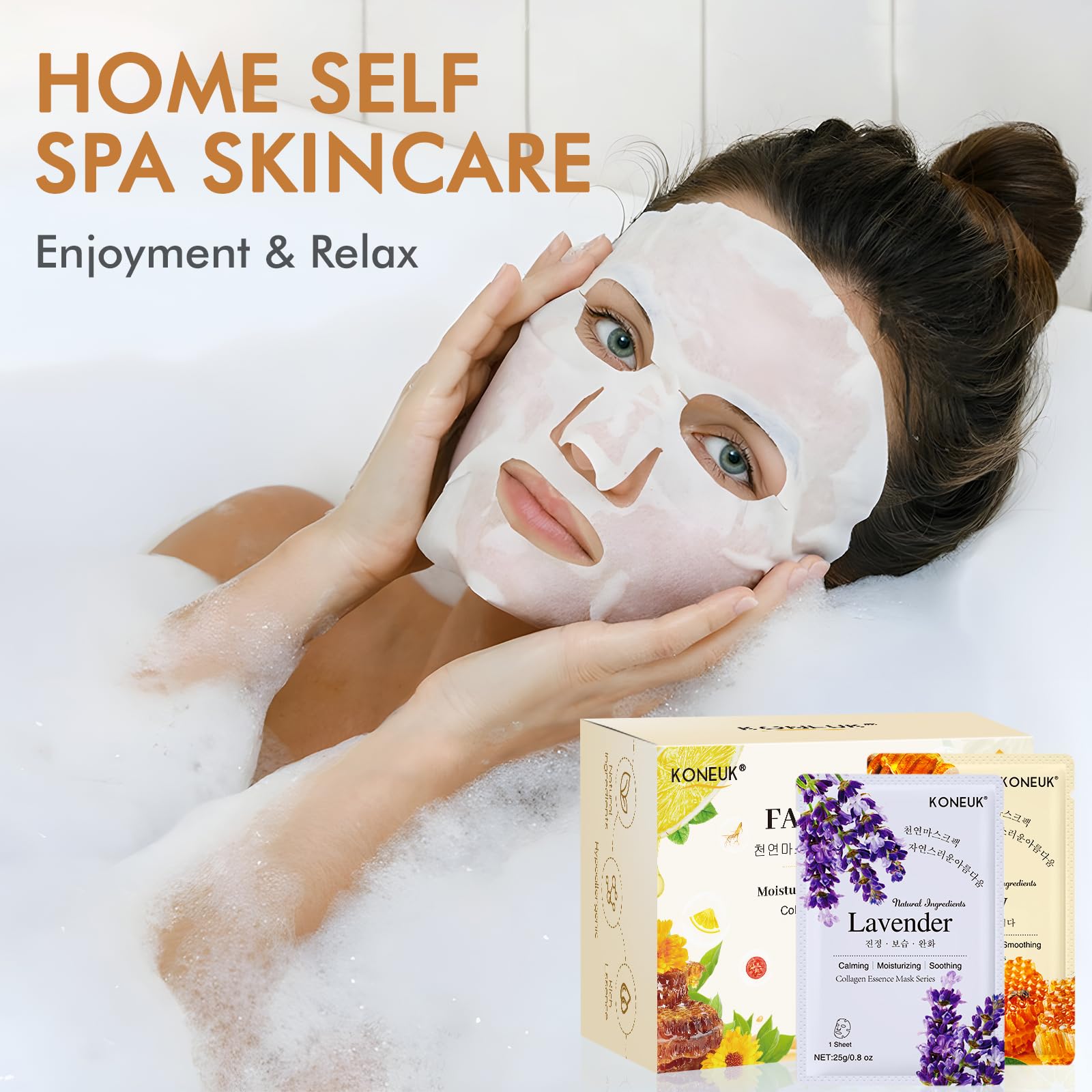 KONEUK 60 Pack Collagen Essence Face Masks – Hydrating Sheet Masks for All Skin Types