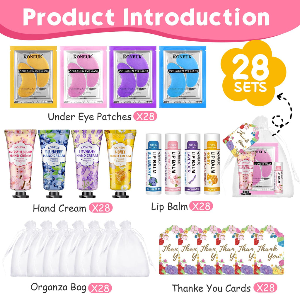 KONEUK 84-Piece Gift Set for Women & Teens | Eye Patches, Lip Balms, Hand Creams, Party Favors