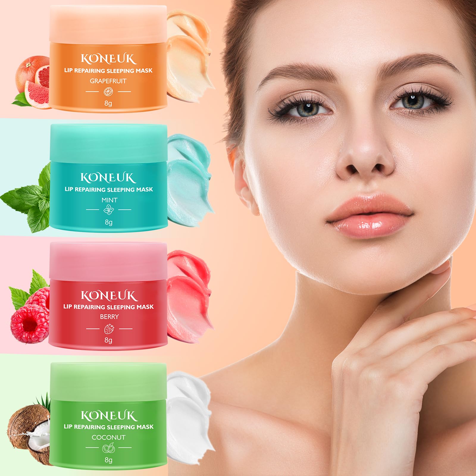 KONEUK 12 Pack Lip Sleeping Mask Set – Overnight Lip Treatment with Vitamin C & Coconut Oil