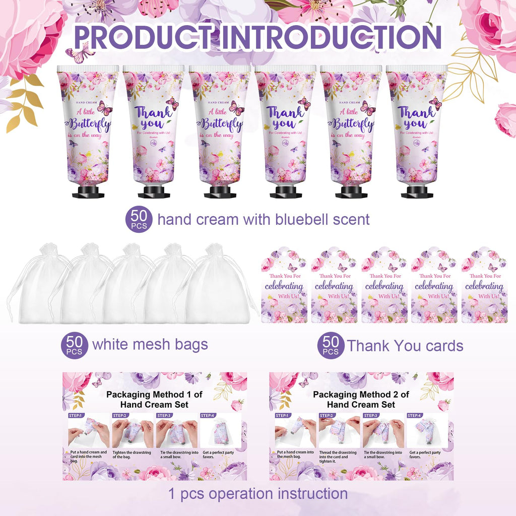 KONEUK 50 Sets Baby Shower Hand Cream Gifts | Butterfly Theme Party Favors