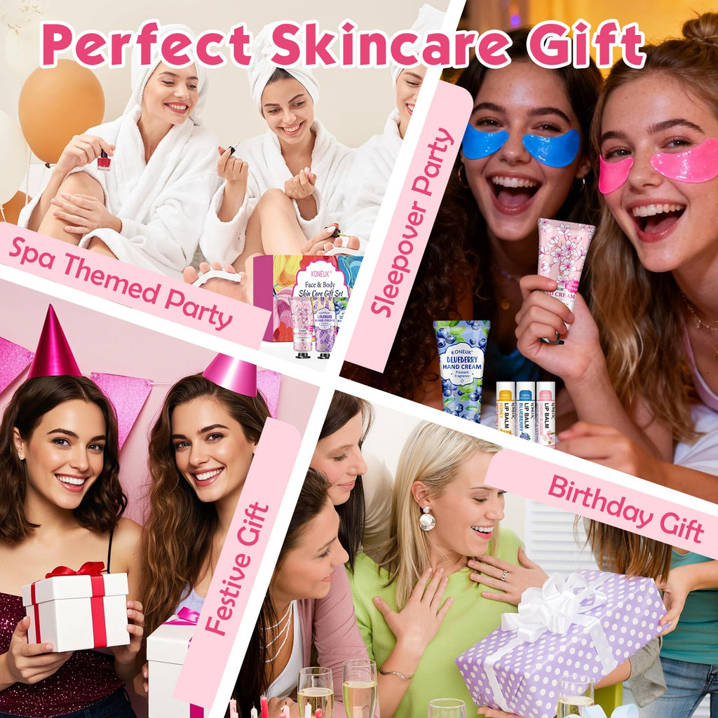 KONEUK 84-Piece Gift Set for Women & Teens | Eye Patches, Lip Balms, Hand Creams, Party Favors
