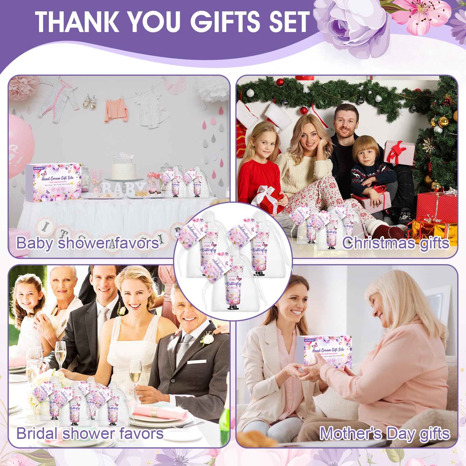 KONEUK 50 Sets Baby Shower Hand Cream Gifts | Butterfly Theme Party Favors