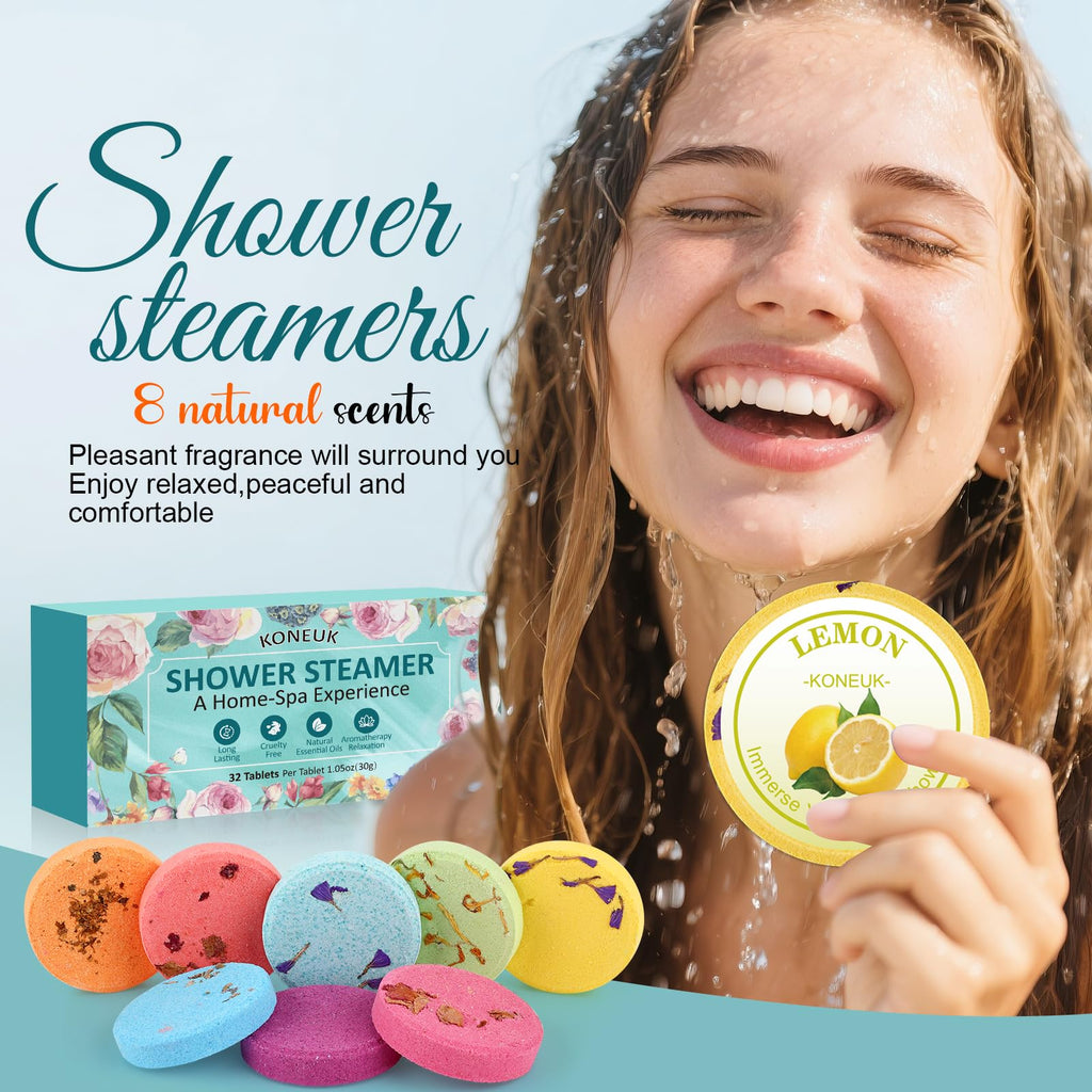 KONEUK 32 Pack Shower Steamers – Aromatherapy Gift Set with Essential Oils