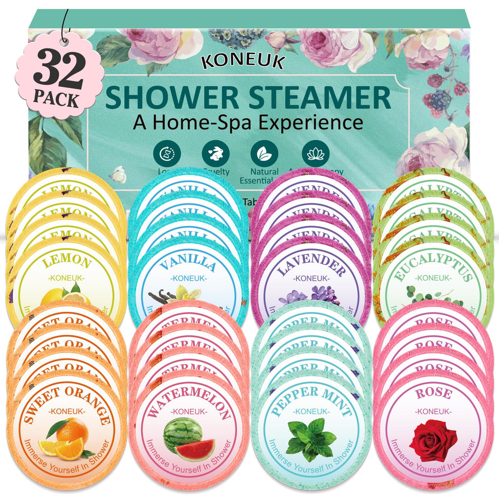 KONEUK 32 Pack Shower Steamers – Aromatherapy Gift Set with Essential Oils