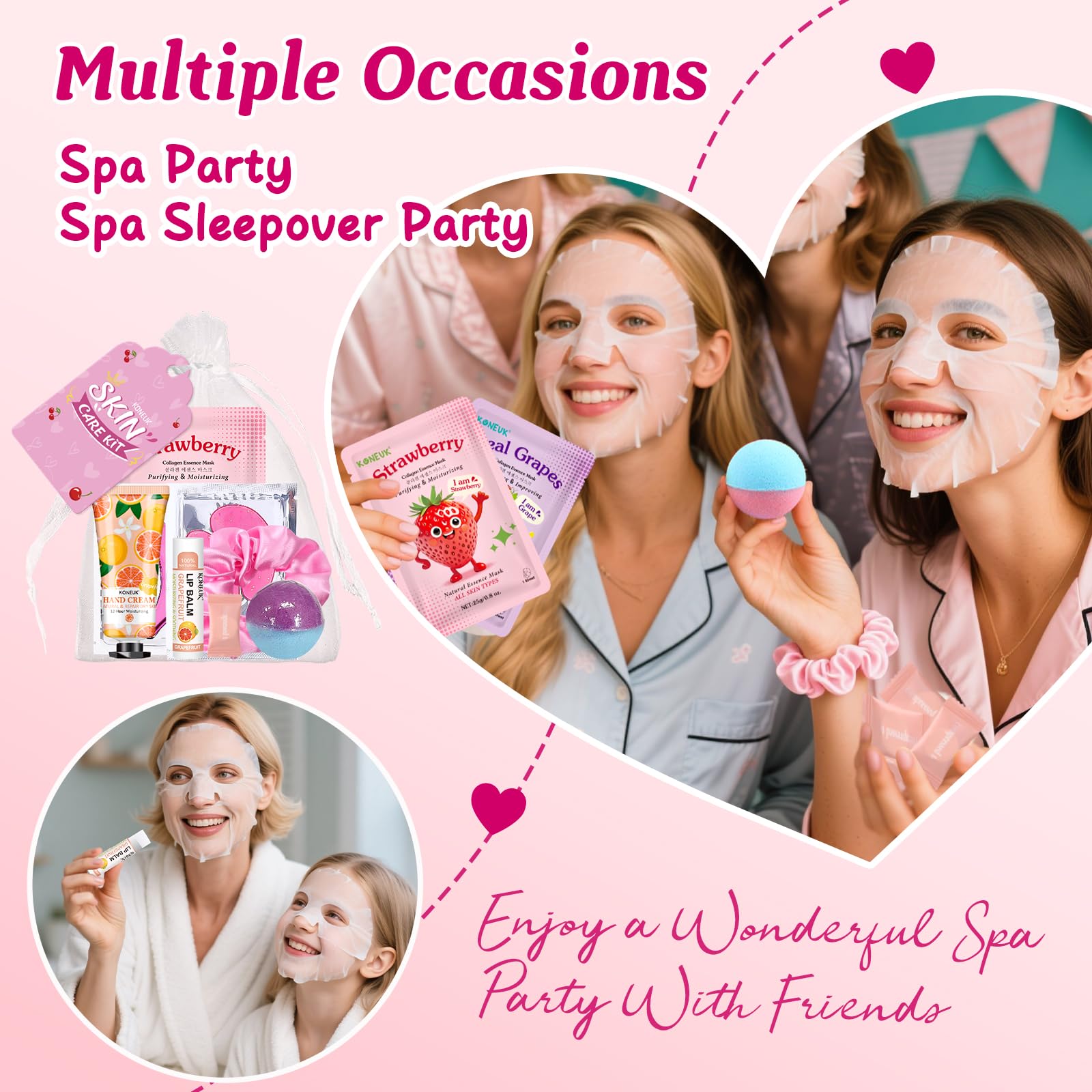 KONEUK 80PCS Spa Party Kit for Girls | Sleepover & Spa Birthday Party Essentials