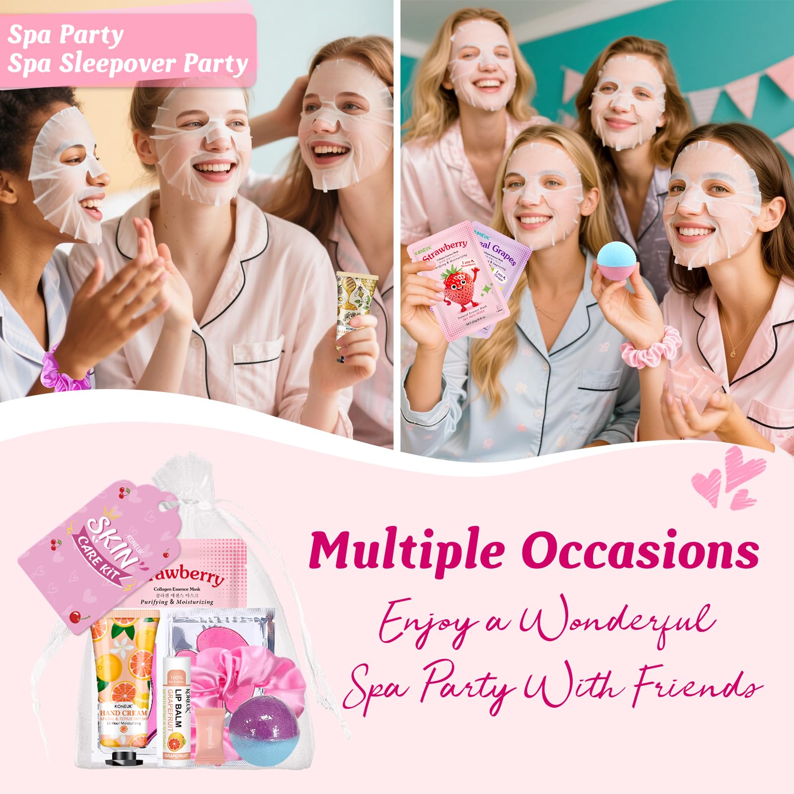 KONEUK 80PCS Spa Party Kit for Girls | Sleepover & Spa Birthday Party Essentials