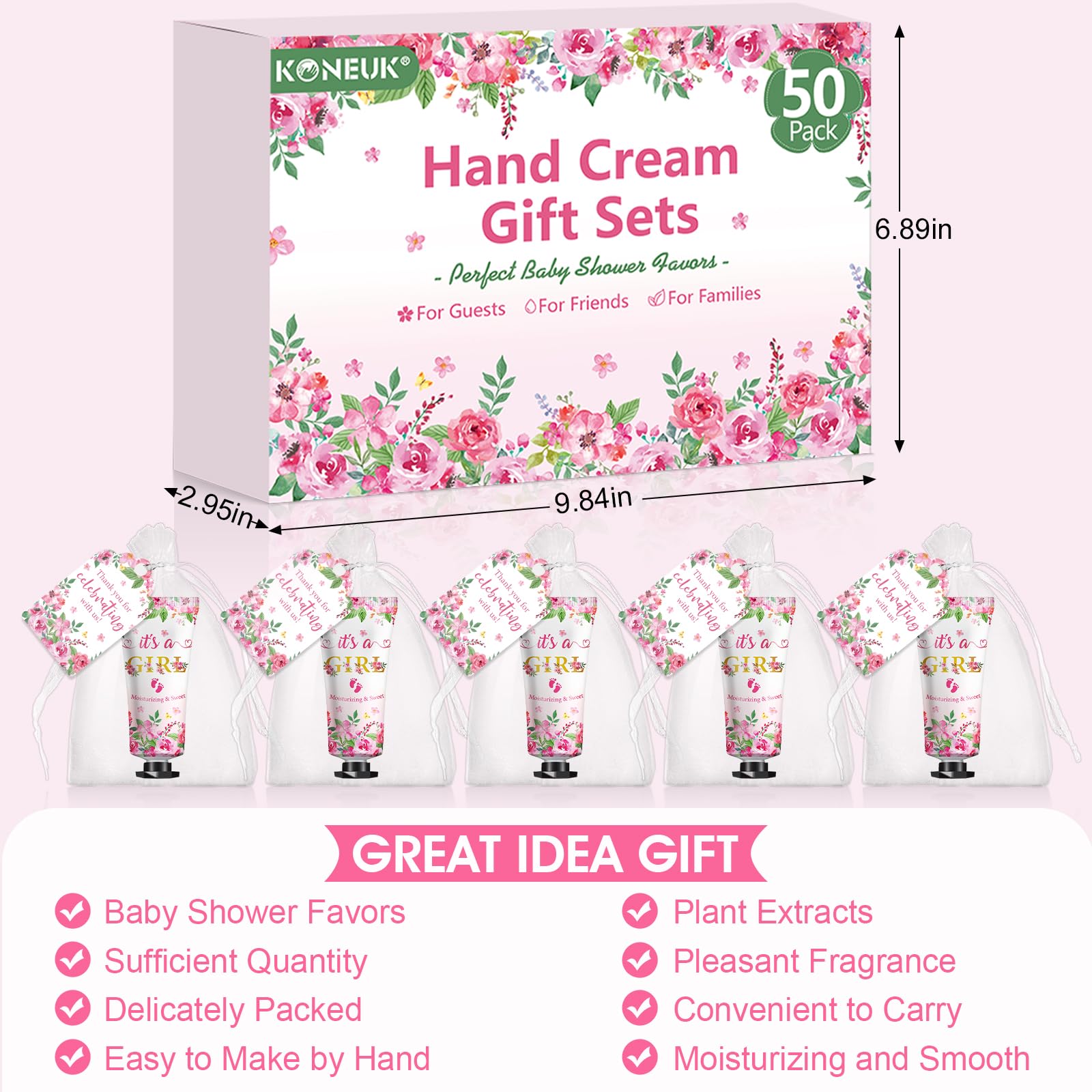 KONEUK 50 Pack Bulk Hand Cream Sets for Baby Shower & Wedding Favors
