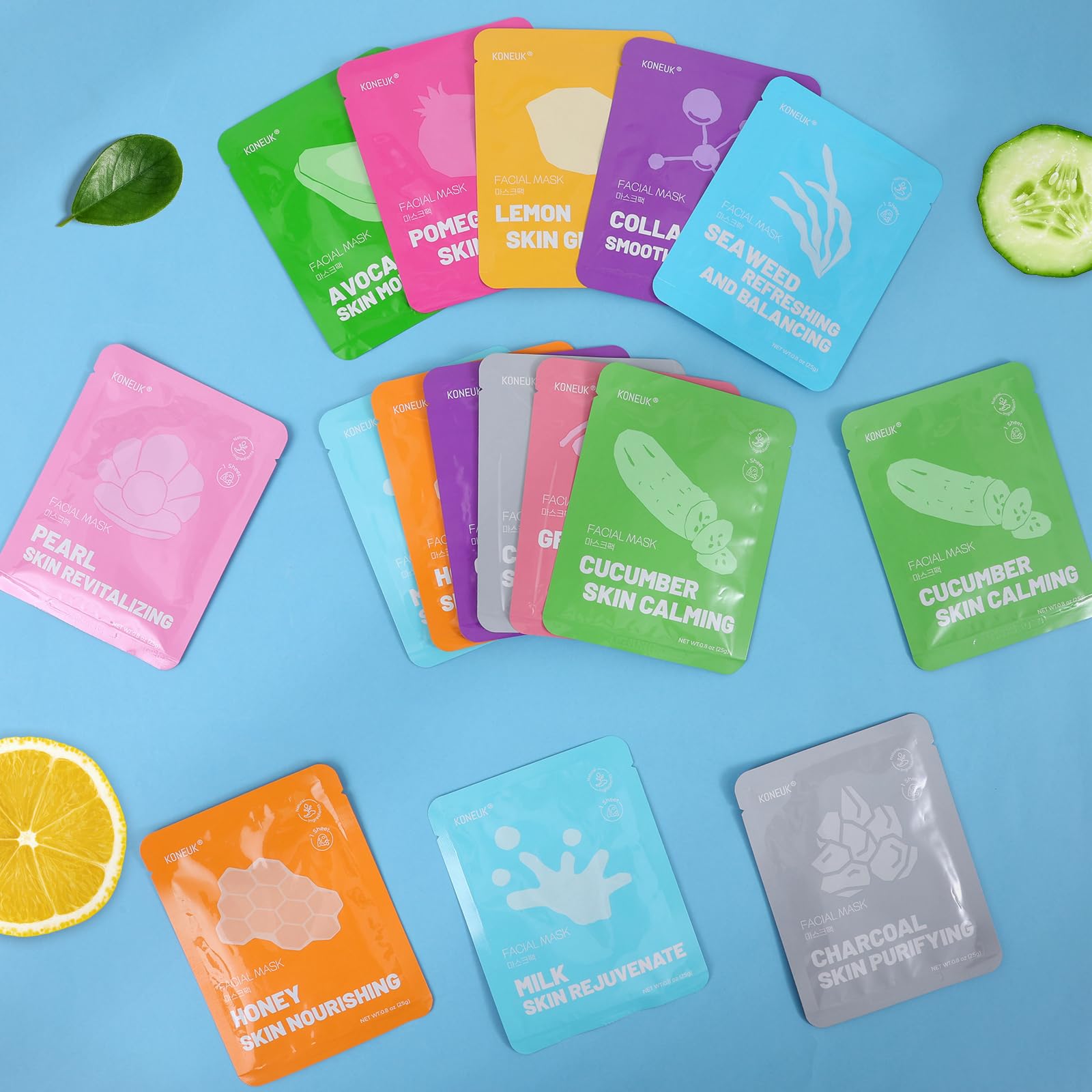 KONEUK 72 Pack Collagen Face Masks – Hydrating Skincare Set for All Skin Types