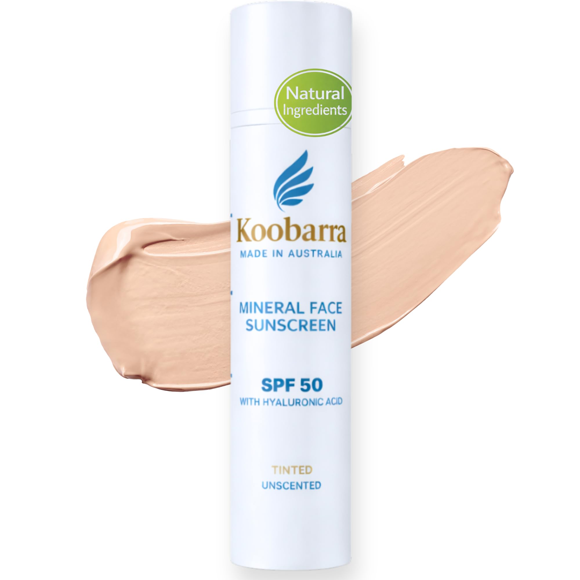 Koobarra Mineral Face Sunscreen SPF 50 | Tinted Zinc Oxide + Hyaluronic Acid | Australian Made