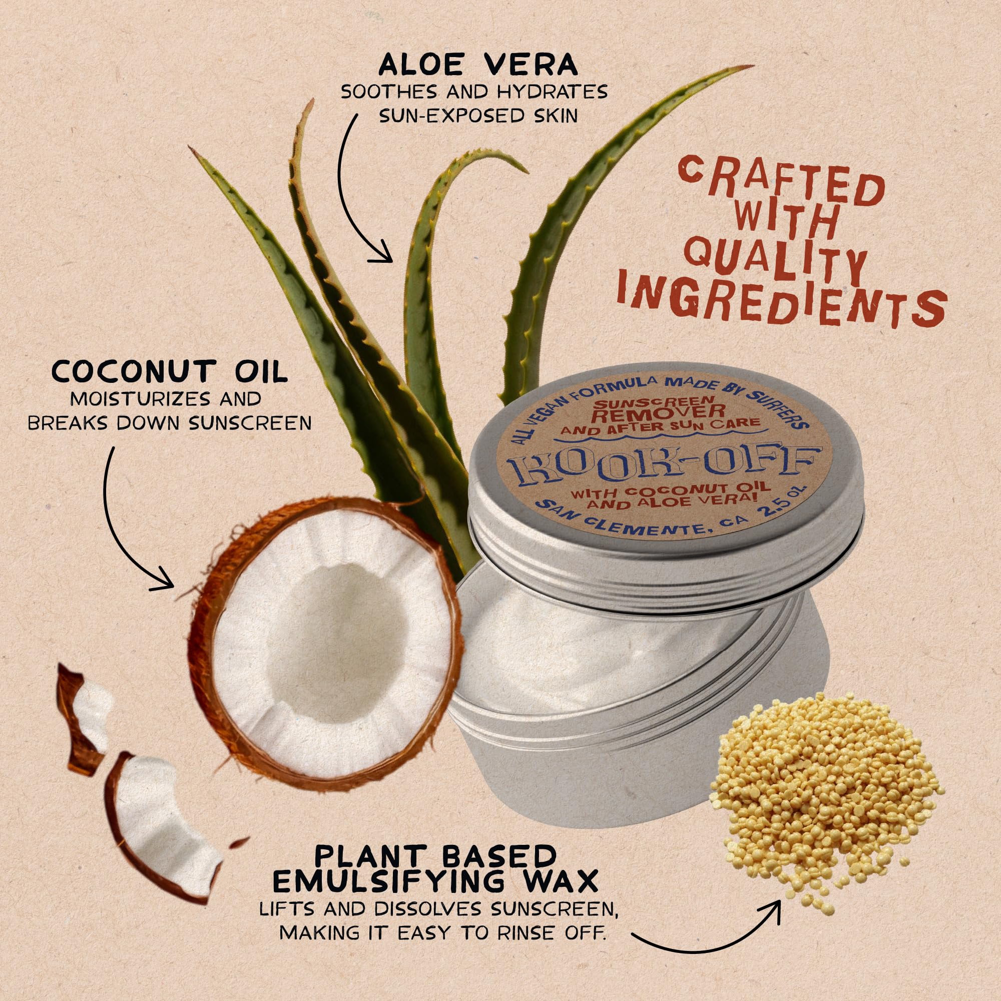 Kook-Off Mineral Sunscreen Remover & After Sun Care | Reef-Safe, Aloe Vera & Coconut Oil