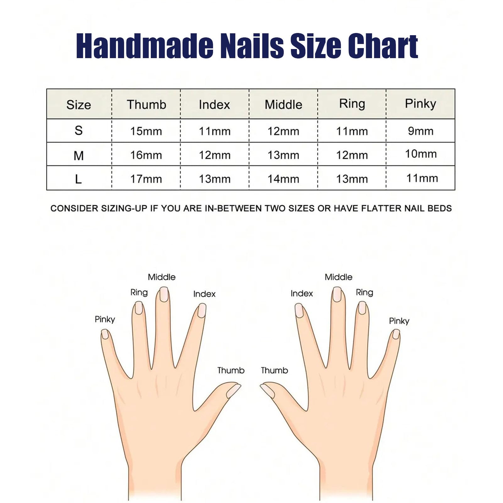Koopnati Handmade Long Almond Press On Nails – 3D French Tip, At-Home Kit