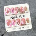 Koopnati Handmade 3D Nail Art Press On Nails – French Tip with 3D Flowers