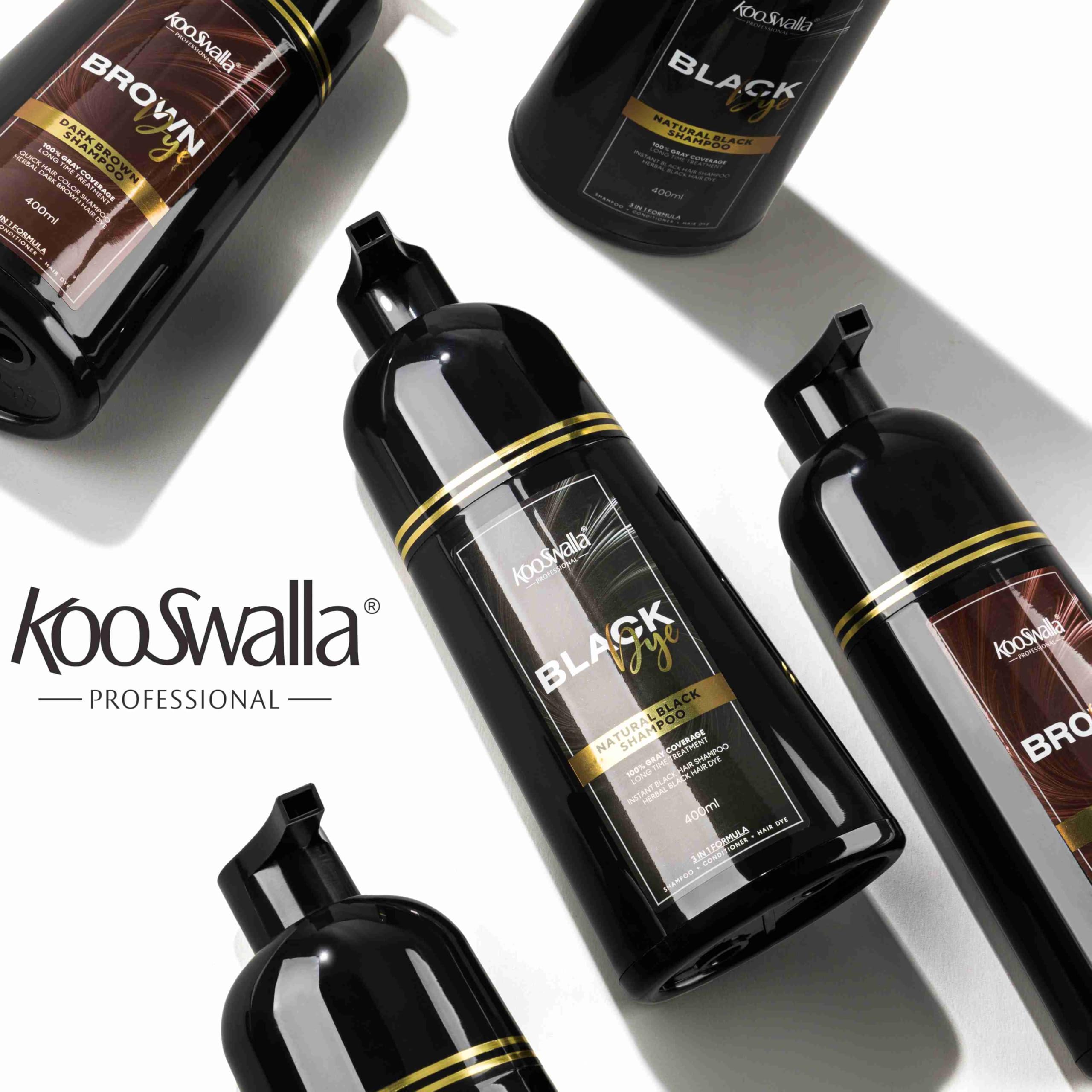 KooSwalla Brown 3-in-1 Hair Dye Shampoo for Gray Hair | Natural Color 400ml