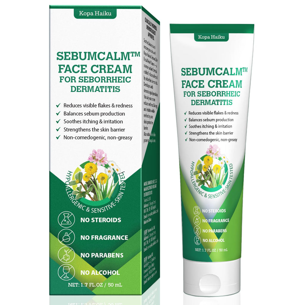 KOPA HAIKU Seborrheic Dermatitis & Psoriasis Face Cream – Steroid-Free, Plant-Based (12 Ingredients) for Face/Scalp/Chest